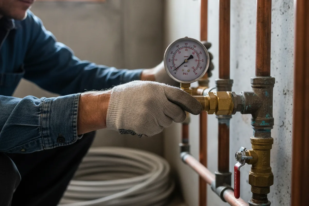 Pressure testing a repaired line during Water Line Repair in Armuchee